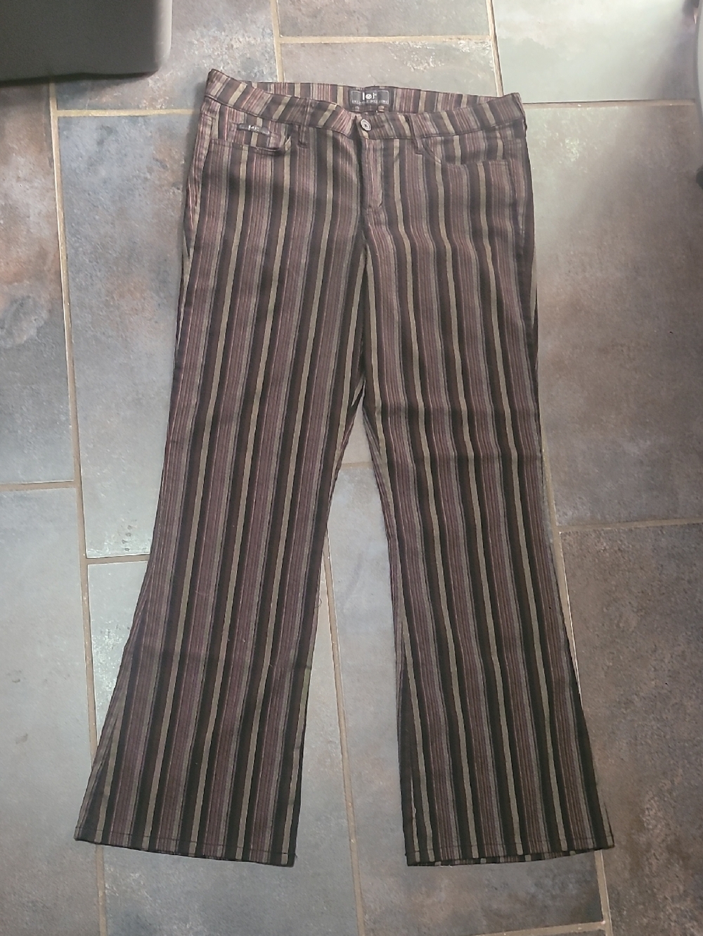 L.e.i Vintage Y2K 90s/00 Striped Brown Flare Women’s Pants Size 15 Plus